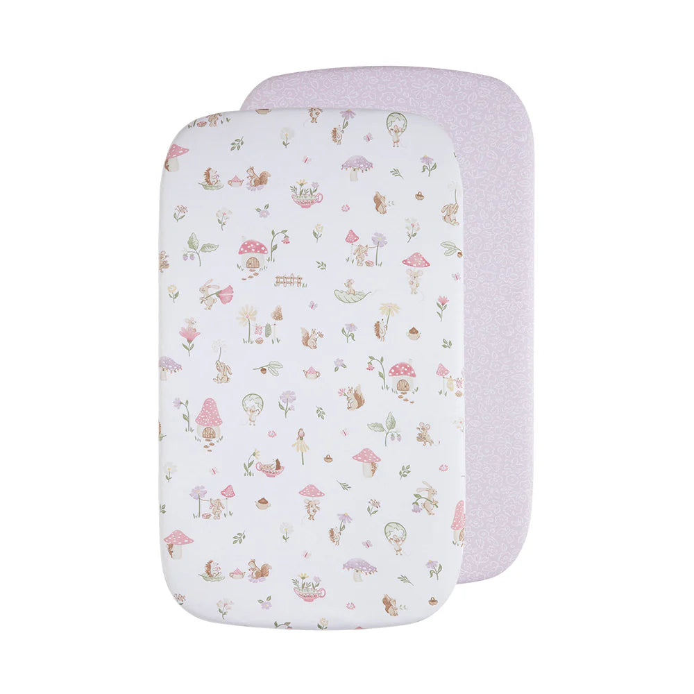 1 Pack Organic Jersey Bedside Sleeper Fitted Sheets- Whimsical Wonderland