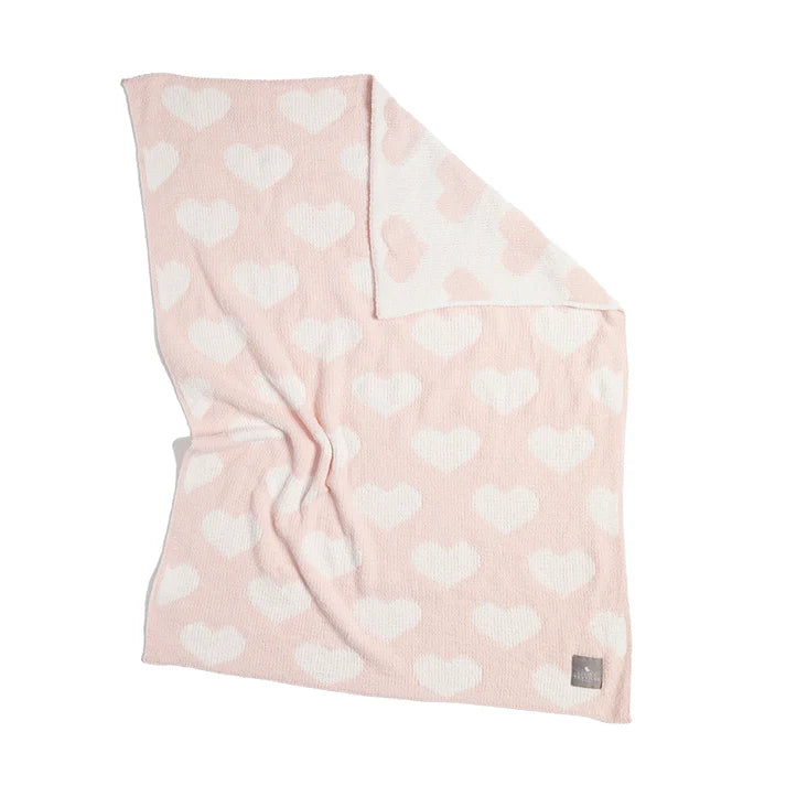 Chenille Blanket- Pink Hearts