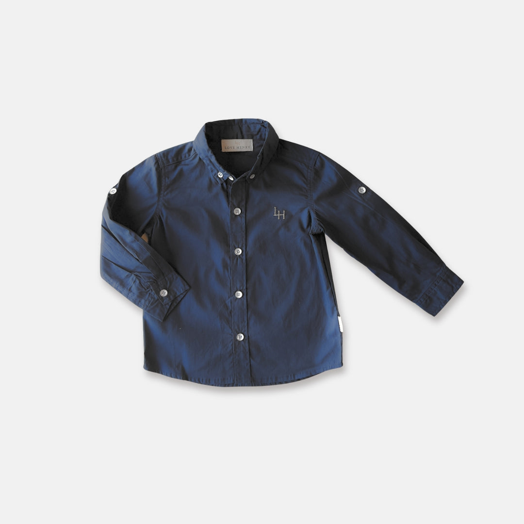 Boys Oxford Long Sleeve Shirt- Navy