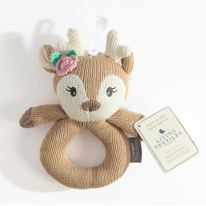 Knitted Rattle- Ava The Fawn