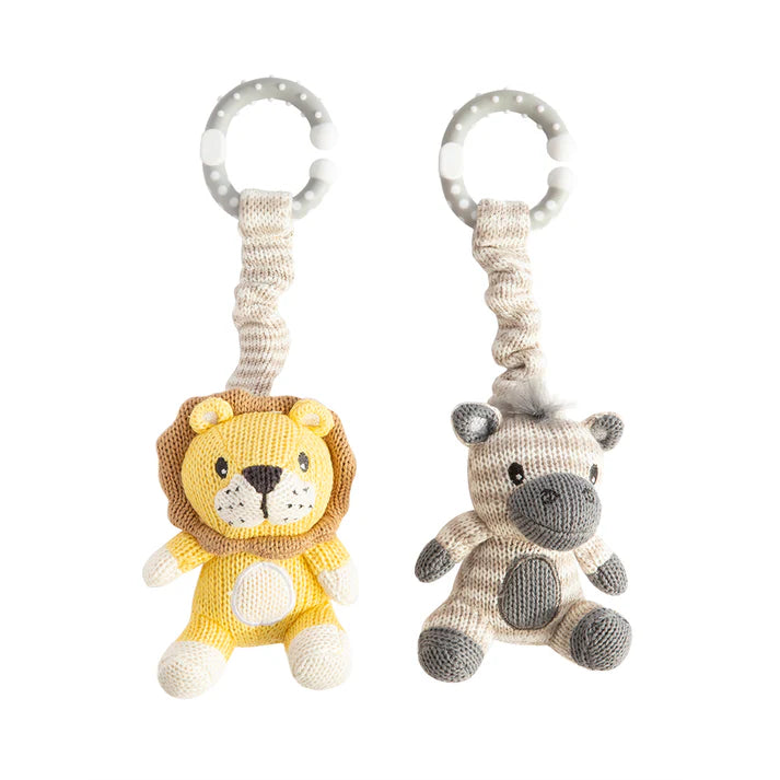Stroller Toys 2 Pack- Zebra & Lion