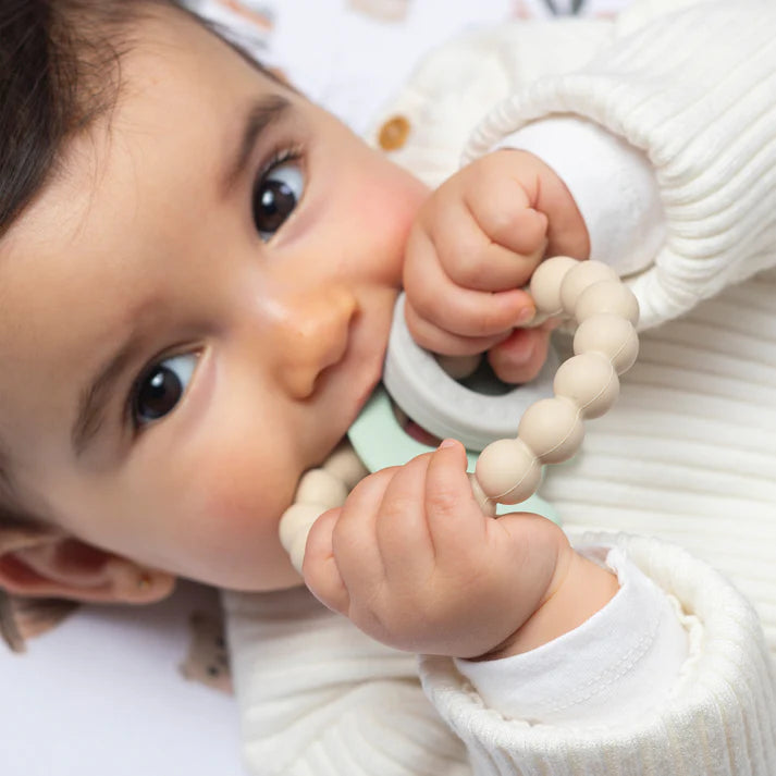 Silicone Elephant Teether Ring- Light Sage