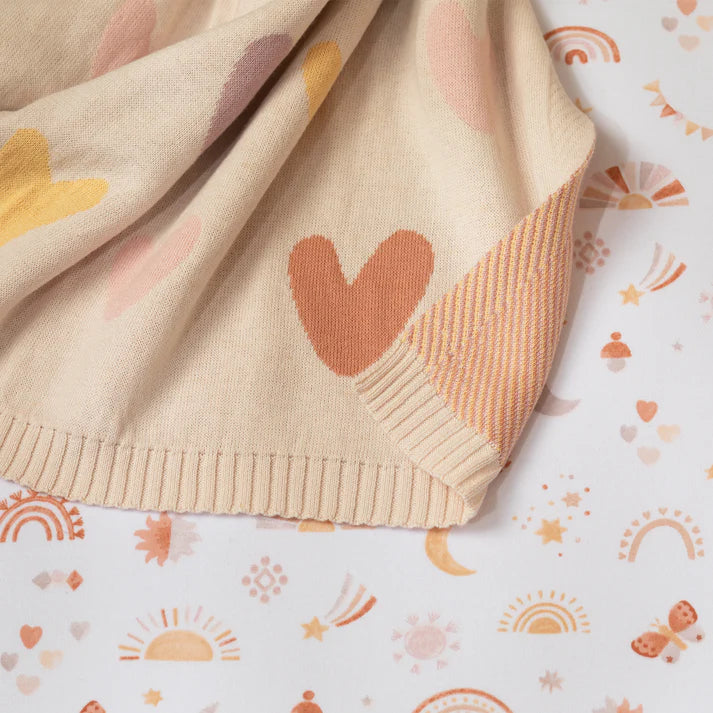 Jacquared Blanket- Bohemian Bliss/Hearts