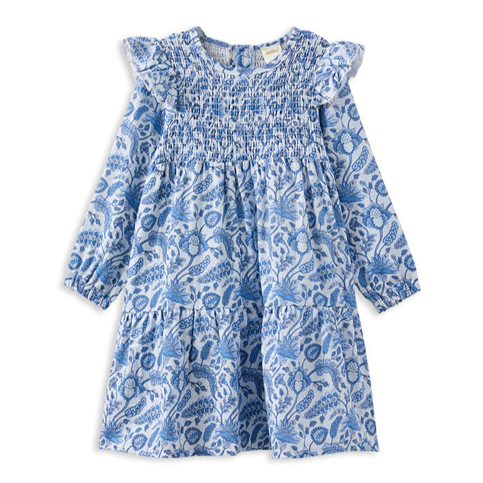 Paisley Tiered Long Sleeve Dress