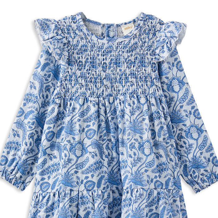 Paisley Tiered Long Sleeve Dress