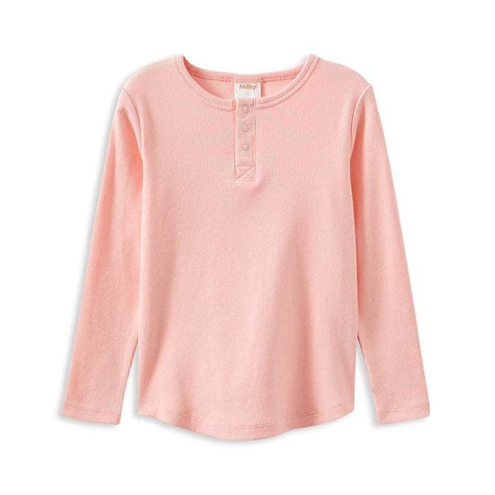 Whisper Rose Henley Long Sleeve Dress