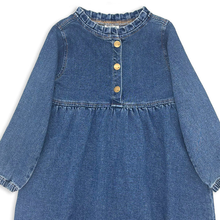 Mid Wash Denim Long Sleeve Dress