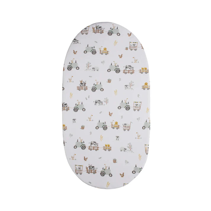 1 Pack Organic Jersey Bedside Sleeper Fitted Sheets- Tractor Ride