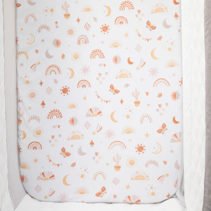 1 Pack Organic Jersey Bedside Sleeper Fitted Sheets- Bohemian Bliss
