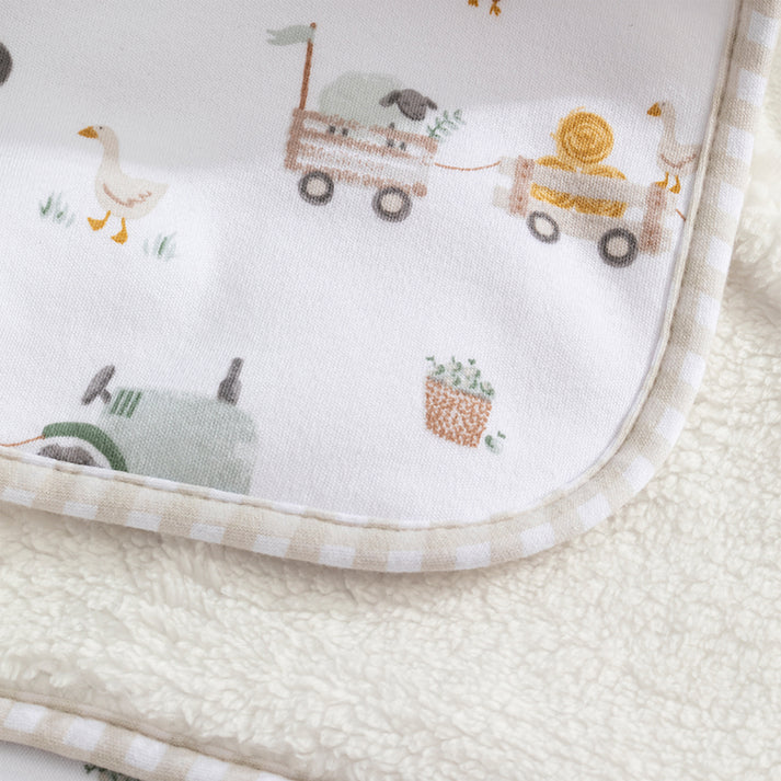 Organic Jersey Sherpa Blanket- Tractor Ride