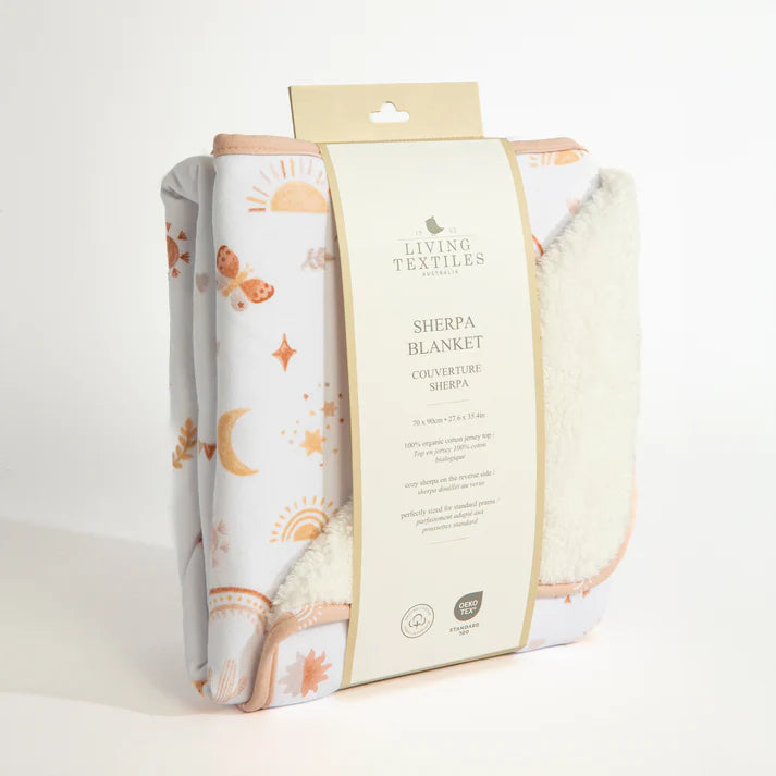 Organic Jersey Sherpa Blanket- Bohemian Bliss