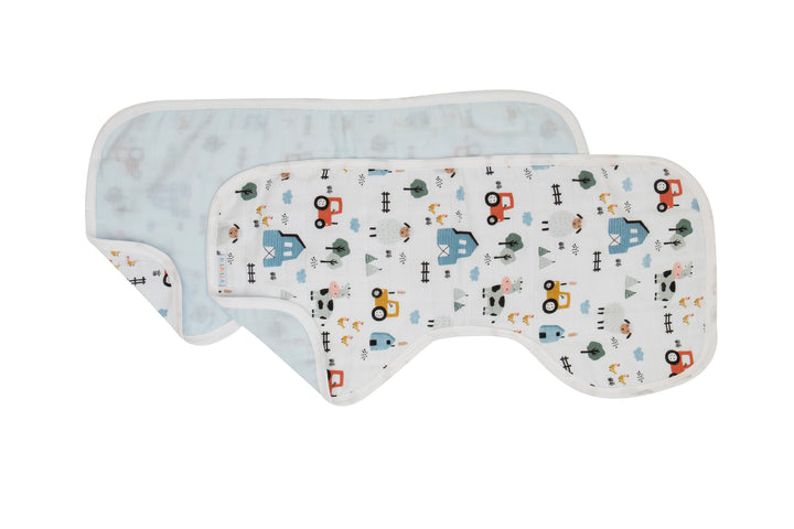 Organic Reversible Burp Cloth 2pck- Barnyard