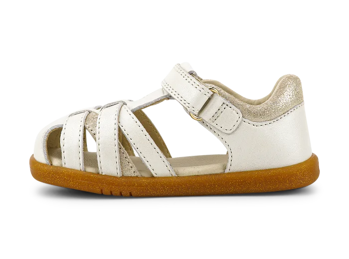 Cross Jump Leather Sandals- Moon Pearl