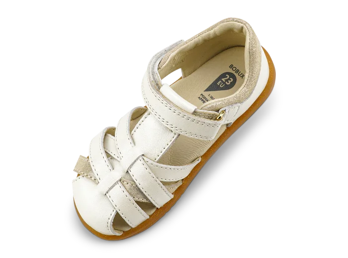 Cross Jump Leather Sandals- Moon Pearl