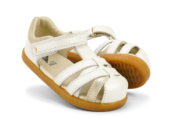 Cross Jump Leather Sandals- Moon Pearl
