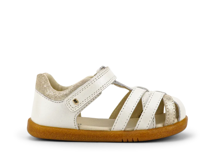 Cross Jump Leather Sandals- Moon Pearl
