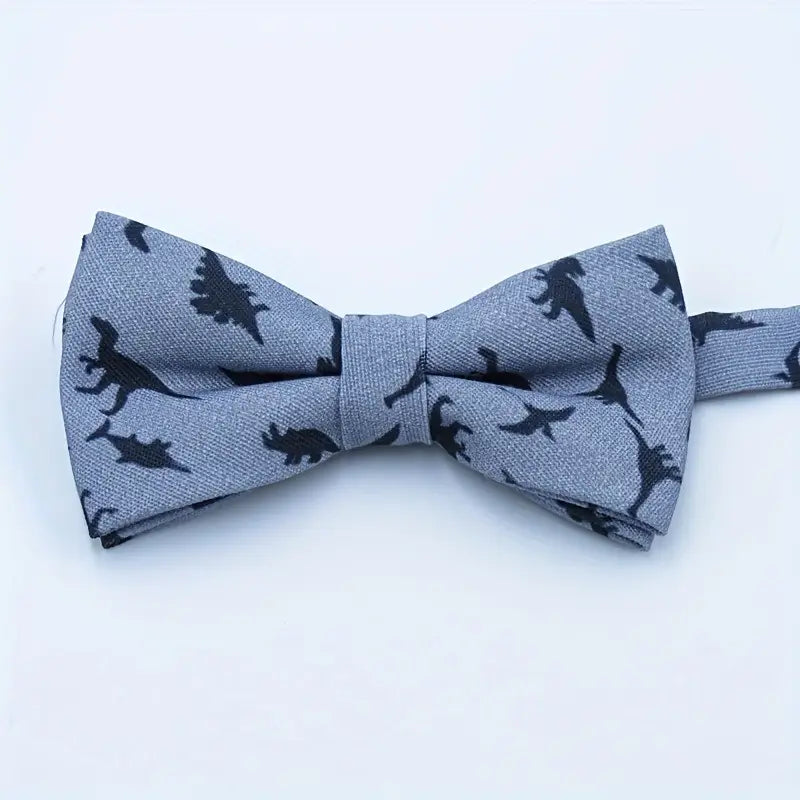 Boys Gentleman Bow Tie- Grey Dinosaur