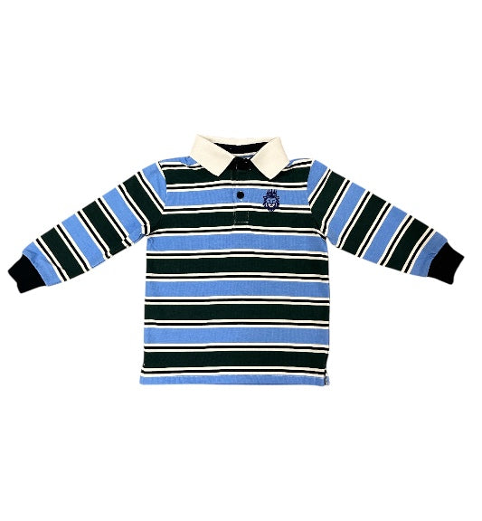 Green Stripe Rugby Long Sleeve Top
