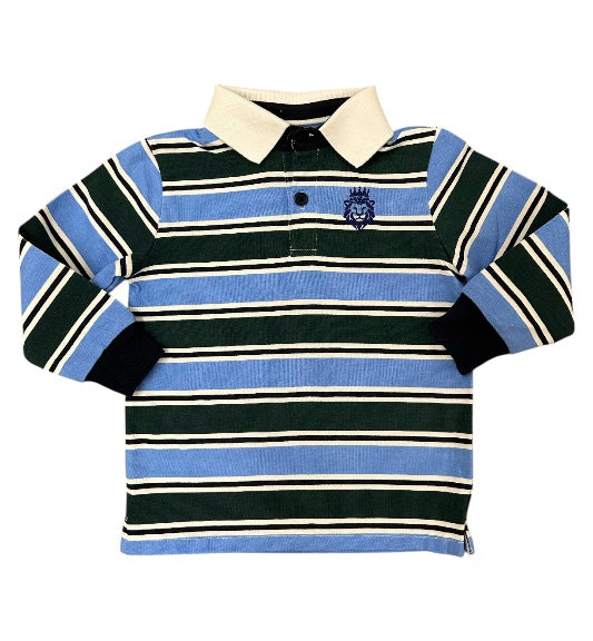 Green Stripe Rugby Long Sleeve Top