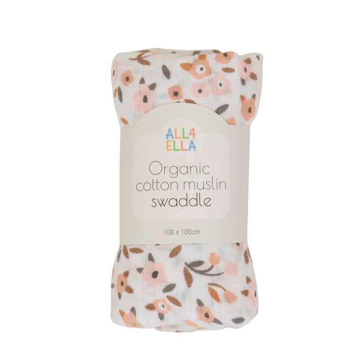 Organic Cotton Muslin Swaddle- Floral Bouquet