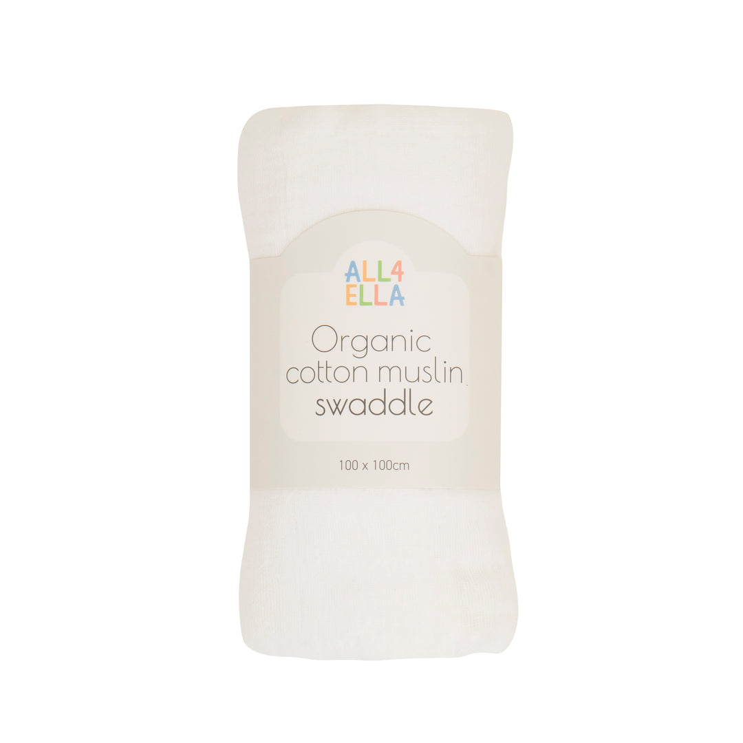 Organic Cotton Muslin Swaddle- White