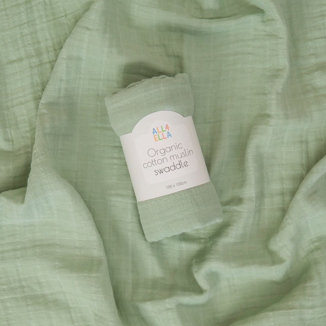Organic Cotton Muslin Swaddle- Sage