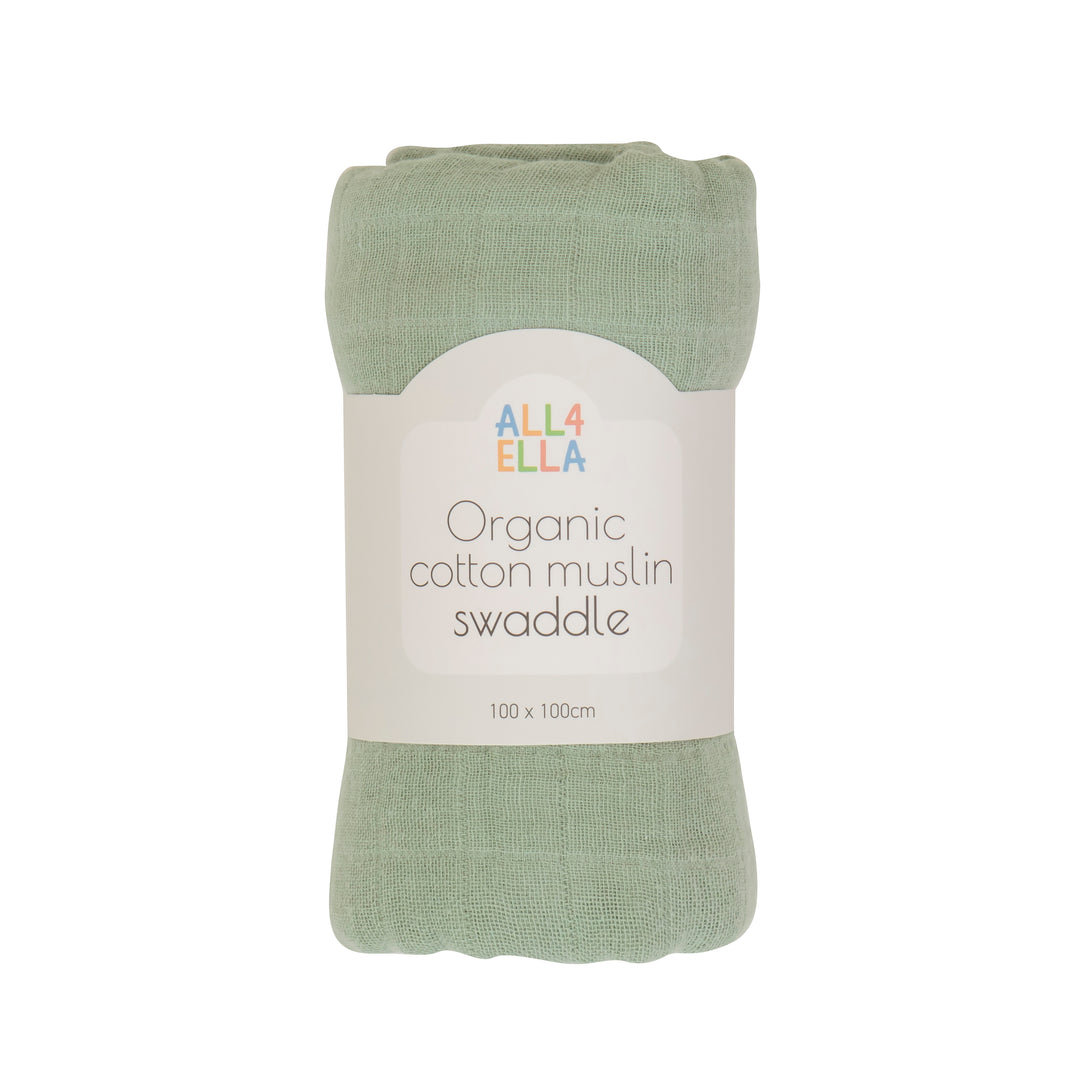 Organic Cotton Muslin Swaddle- Sage