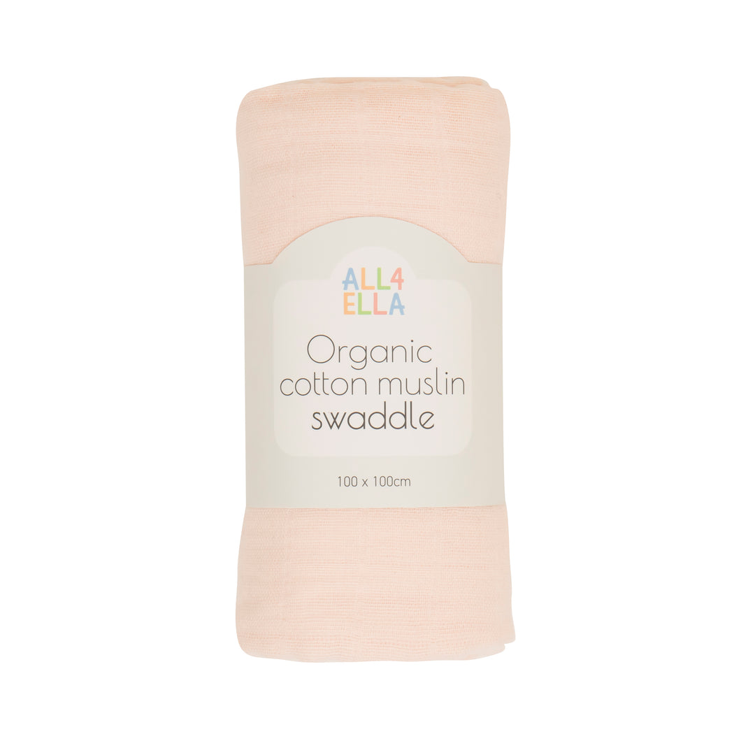 Organic Cotton Muslin Swaddle- Baby Pink