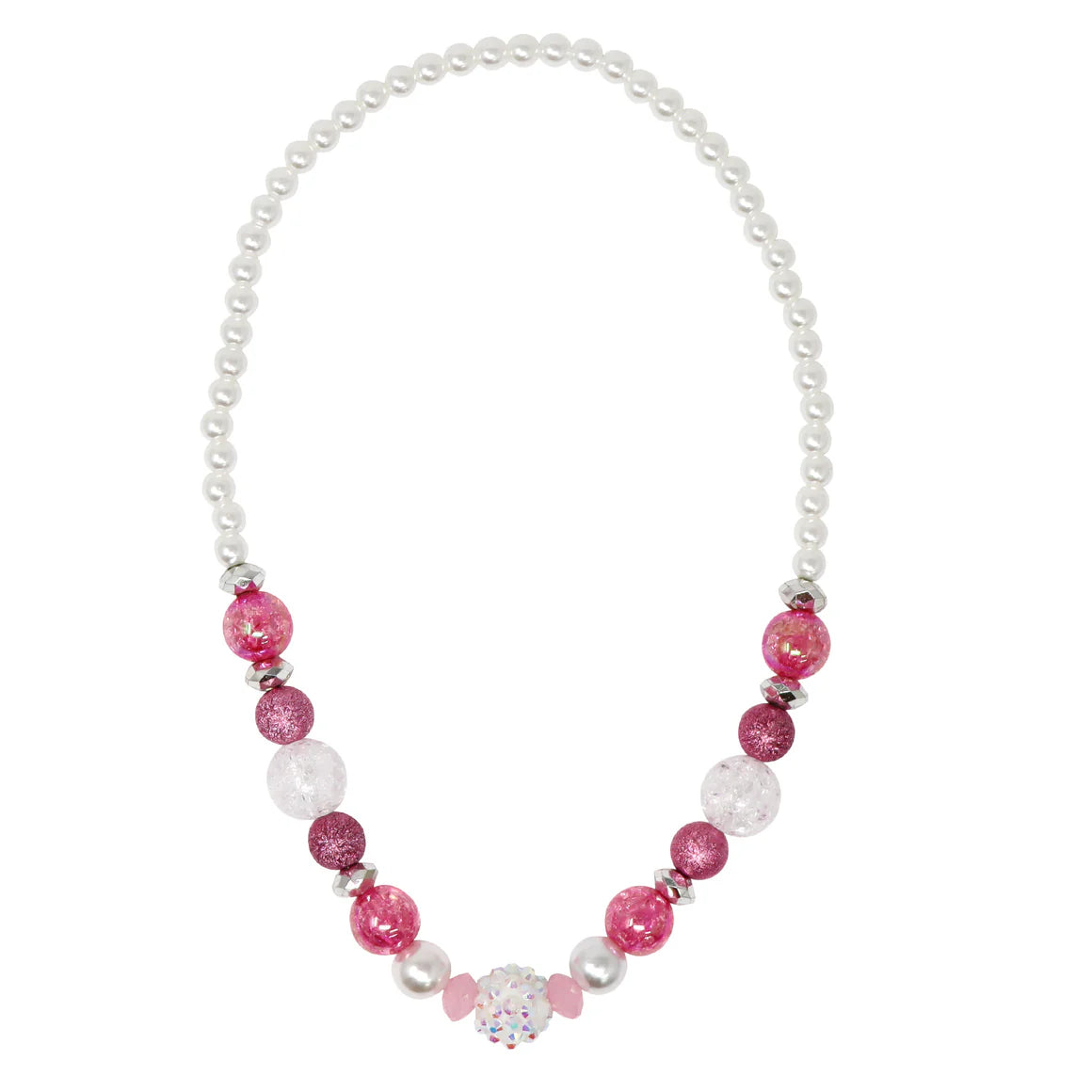 Sparkly Pink & Pearl Beaded Necklace & Bracelet Set