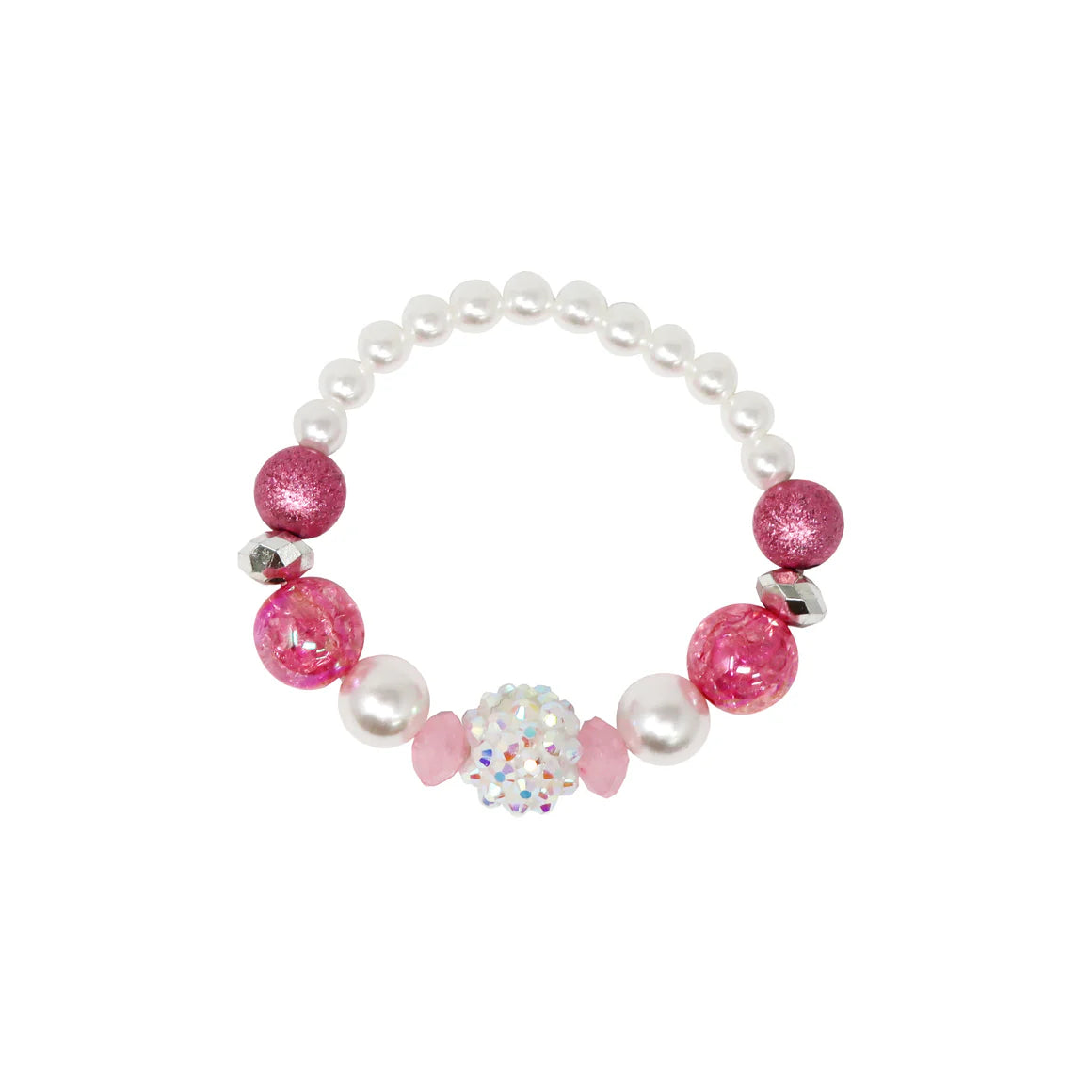 Sparkly Pink & Pearl Beaded Necklace & Bracelet Set