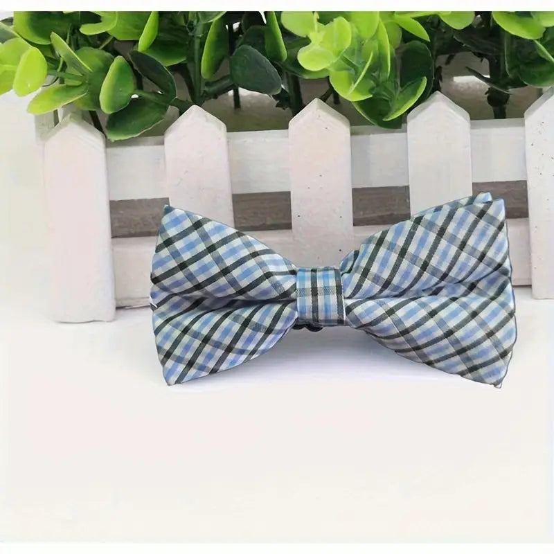 Boys Gentleman Bow Tie- Navy & Sky Blue Plaid
