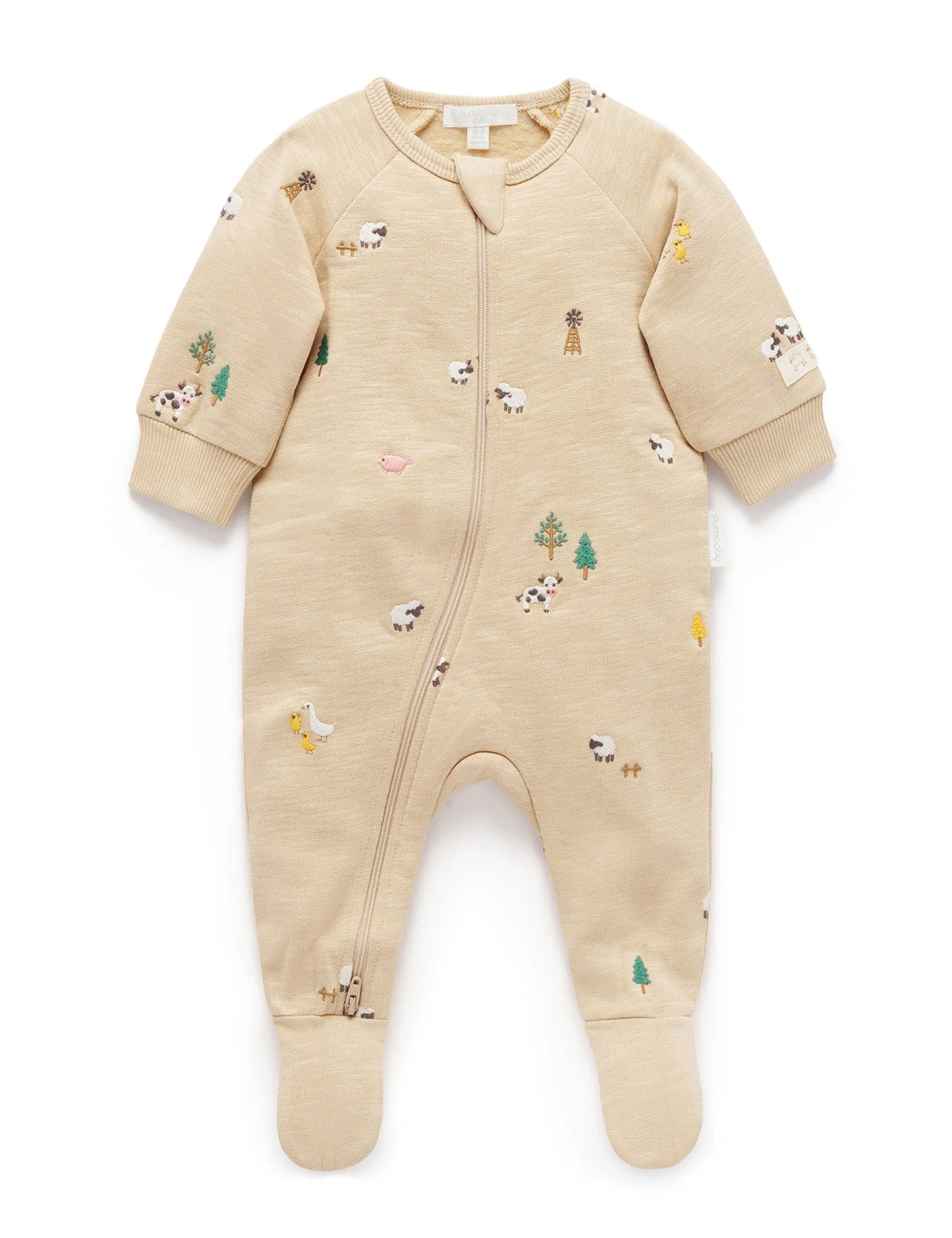 Embroidered Fleece Growsuit- Farm Friends