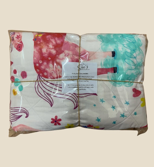 Kindy Sheet Set- Unicorns & Rainbow Pink