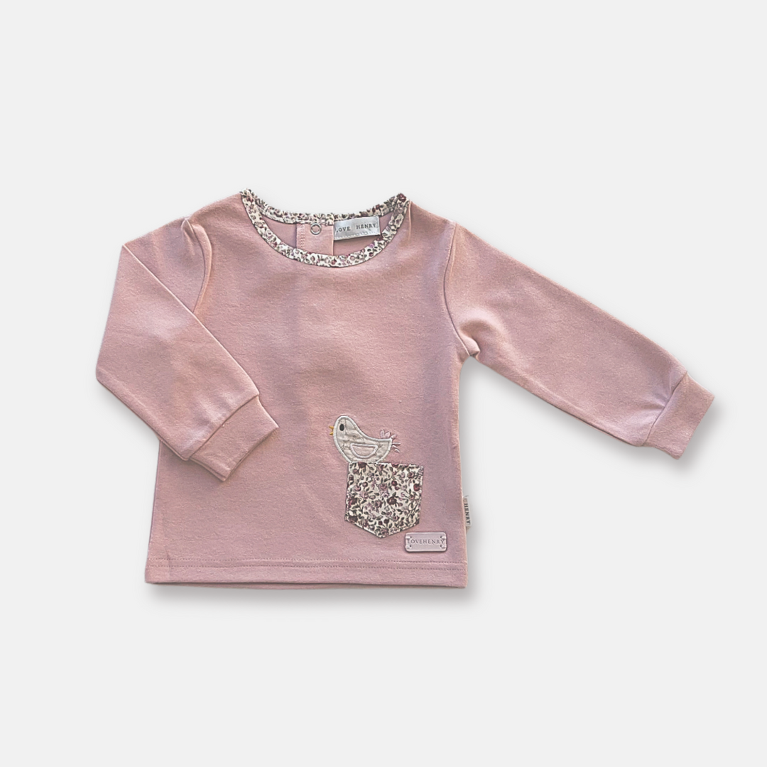 Baby Girls Knit Top- Pocket Birdy