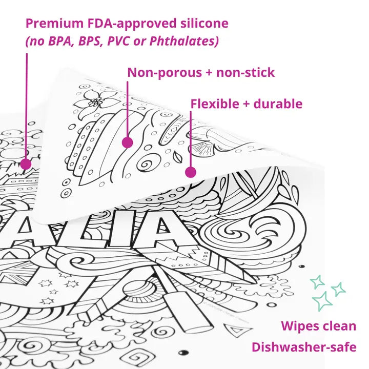 Re-Fun-Able Reusable Colouring + Doodle Mat- Safari