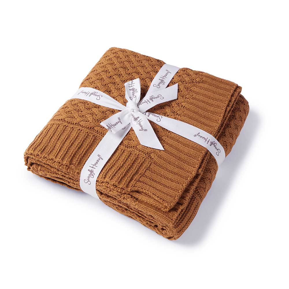 Diamond Knit Organic Baby Blanket- Bronze