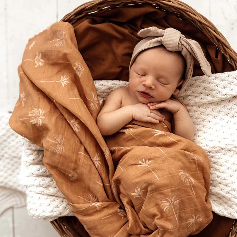 Organic Muslin Wrap- Bronze Palm