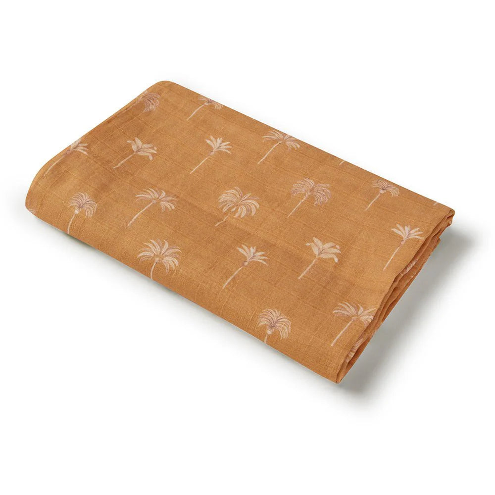 Organic Muslin Wrap- Bronze Palm