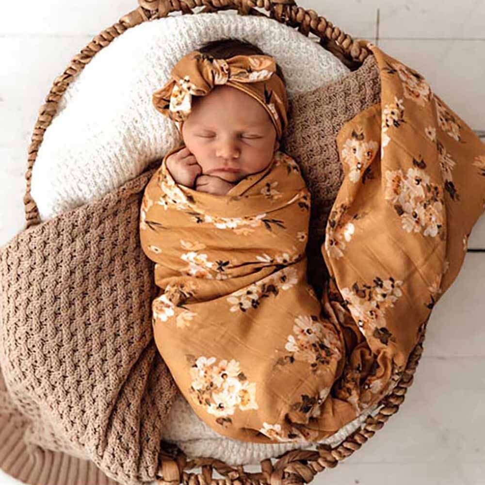 Organic Muslin Wrap- Golden Flower