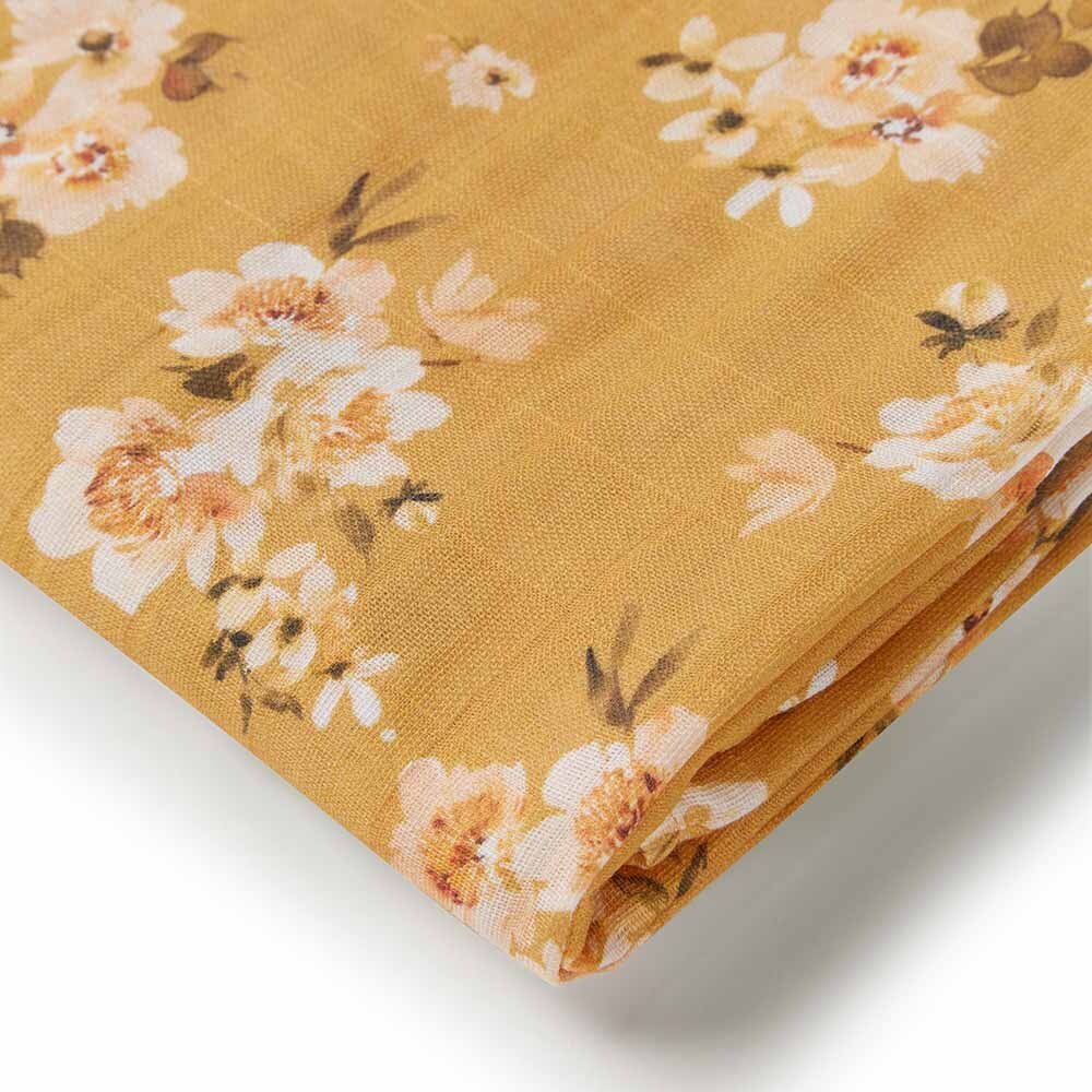 Organic Muslin Wrap- Golden Flower