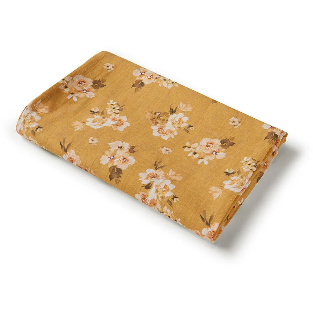 Organic Muslin Wrap- Golden Flower