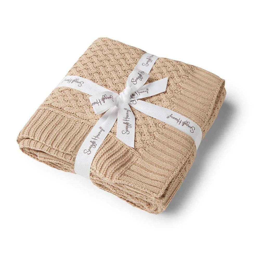 Diamond Knit Organic Baby Blanket- Hazelnut