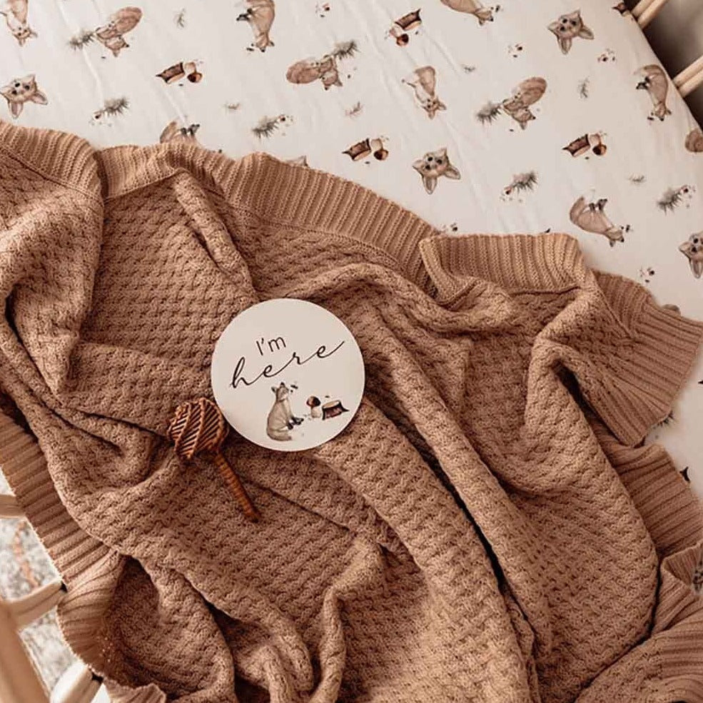 Diamond Knit Organic Baby Blanket- Hazelnut