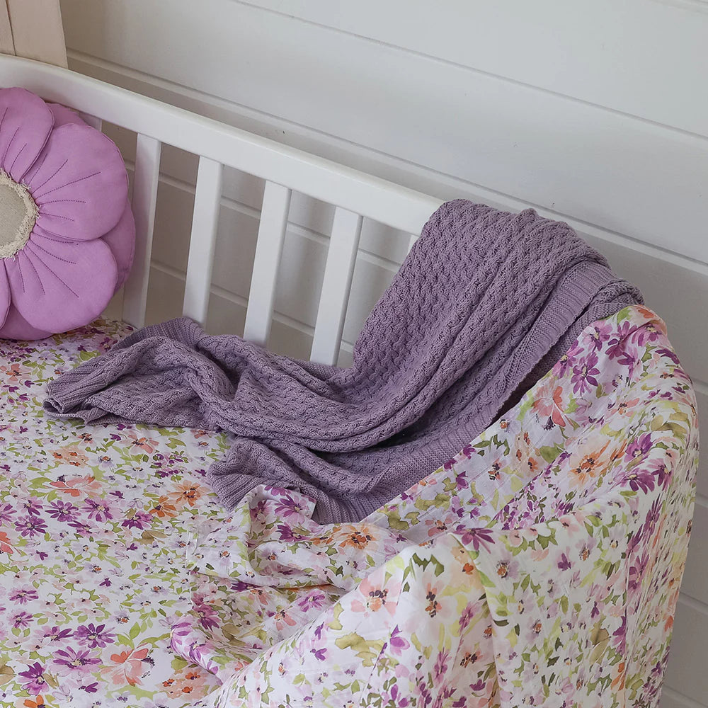 Diamond Knit Organic Baby Blanket- Lavender