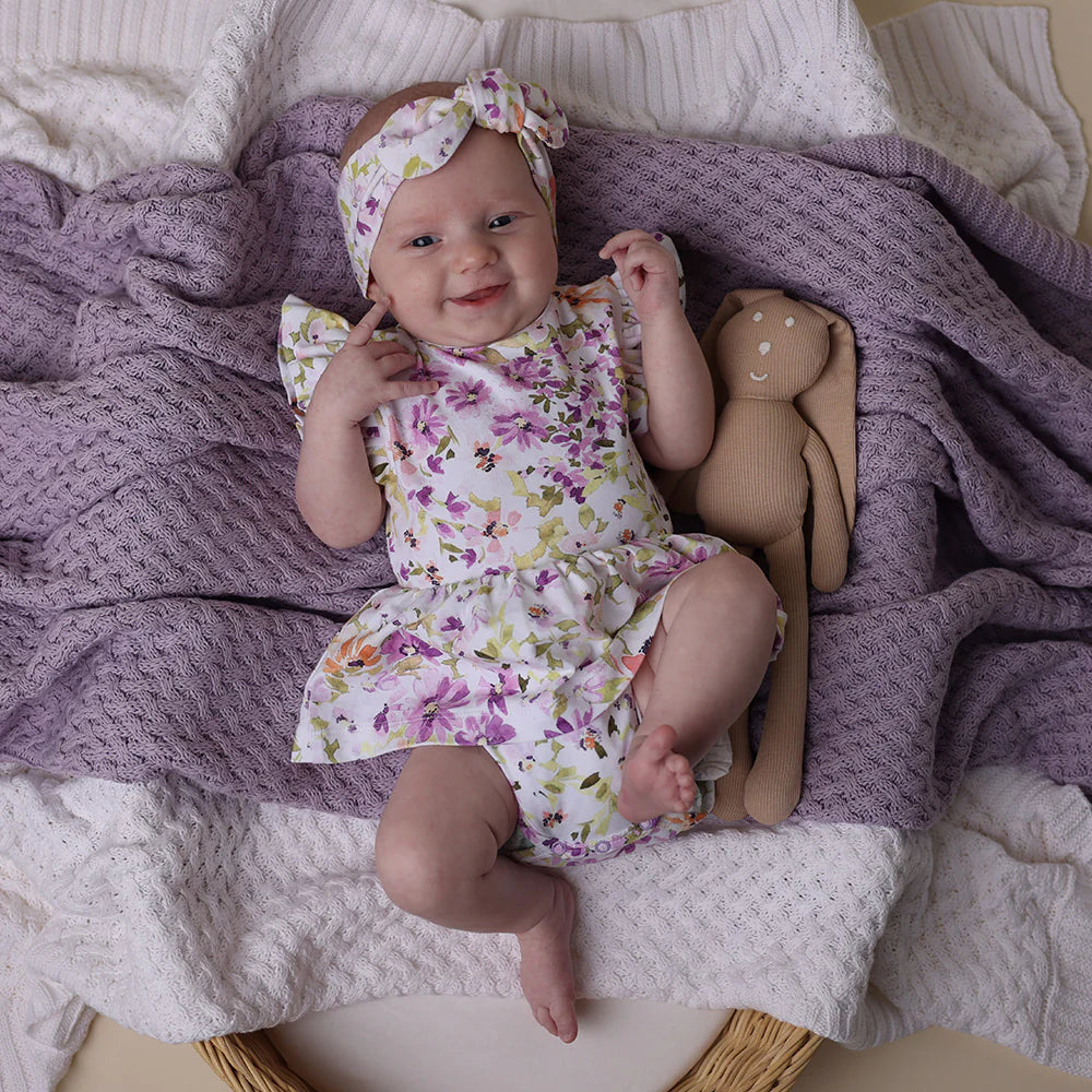 Diamond Knit Organic Baby Blanket- Lavender