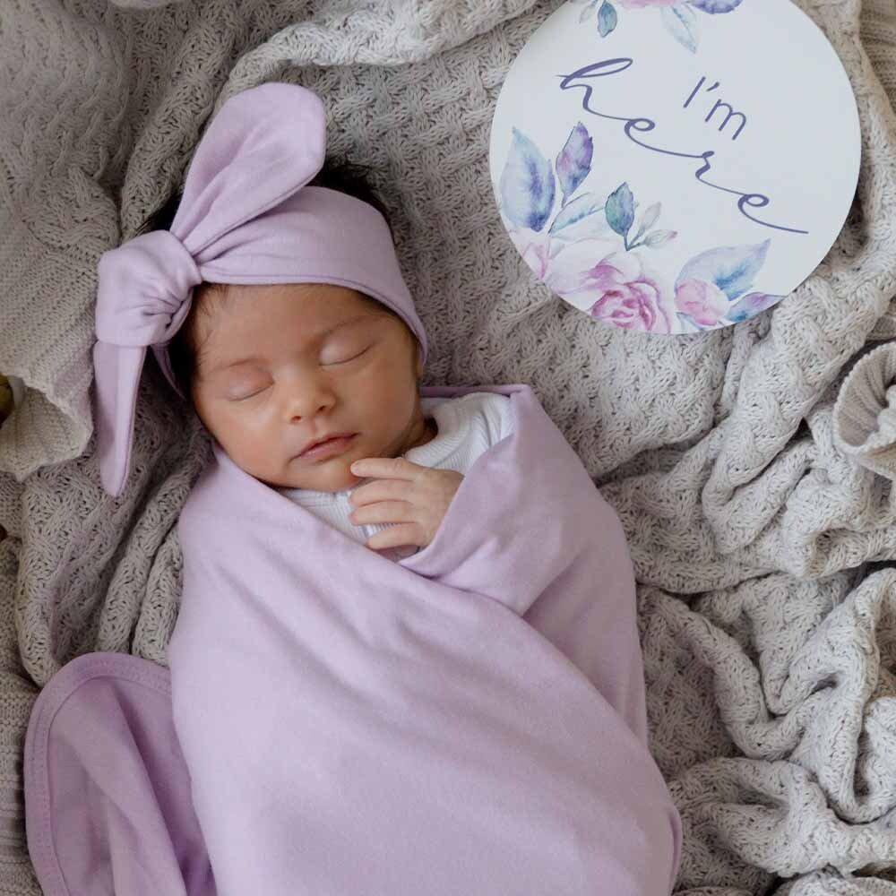 Ribbed Organic Topknot Headband- Lavender