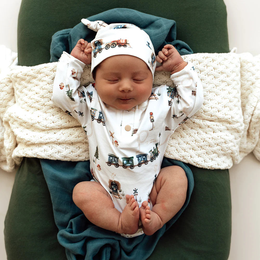 Trains Long Sleeve Organic Bodysuit