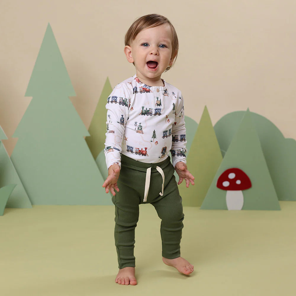 Trains Long Sleeve Organic Bodysuit