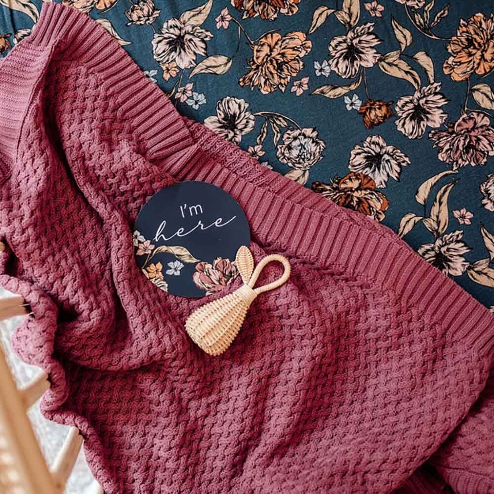 Diamond Knit Organic Baby Blanket- Mauve