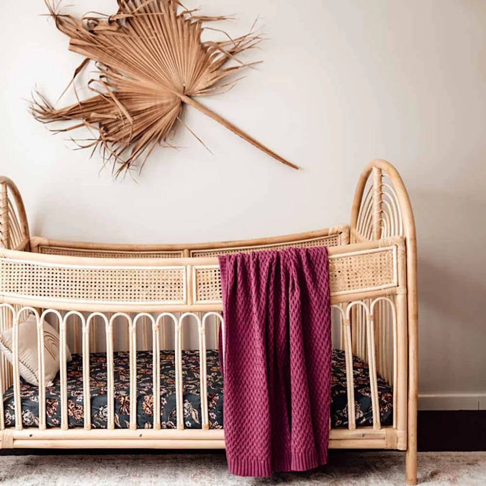 Diamond Knit Organic Baby Blanket- Mauve